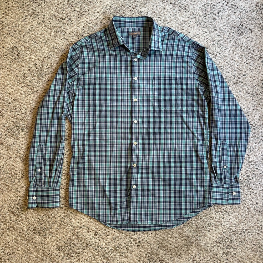 Peter Millar Summer Comfort Shirt Mens Large Multi Color Plaid Button Down